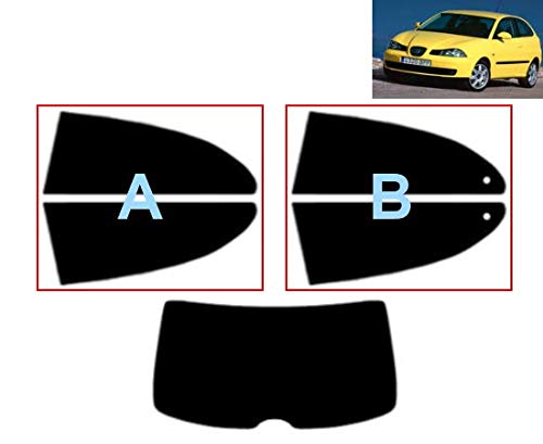 Passgenaue Tönungsfolie für-Seat Ibiza 3-Türen 2002-2006 Heck/Seitenscheiben (05% Tiefschwarz, B) von Tintcom.com