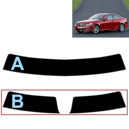 Sonnenblendstreifen für-Mercedes C Class C204 2-Türen Coupe 2011-2014 Passgenaue Tönungsfolie (35% Mittelschwarz, B) von Tintcom.com