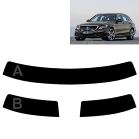 Sonnenblendstreifen für-Mercedes C Class S205 5-Türen Kombi 2014-2021 Passgenaue Tönungsfolie (05% Tiefschwarz, B) von Tintcom.com
