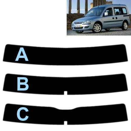 Sonnenblendstreifen für-Opel Combo Tour 2002-2011 Passgenaue Tönungsfolie (05% Tiefschwarz, A) von Tintcom.com