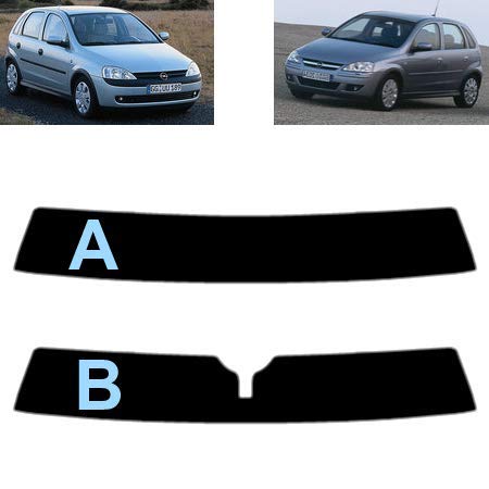Tintcom.com Sonnenblendstreifen für-Opel Corsa C 5-Türen 1999-2006 Passgenaue Tönungsfolie (35% Mittelschwarz, A) von Tintcom.com