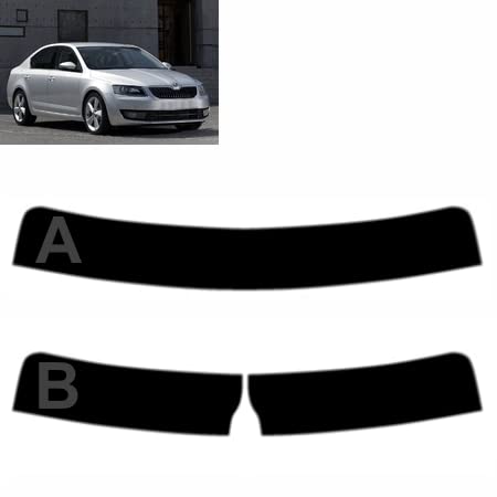 Sonnenblendstreifen für-Skoda Octavia 5-Türen 2013-2019 Passgenaue Tönungsfolie (05% Tiefschwarz, B) von Tintcom.com