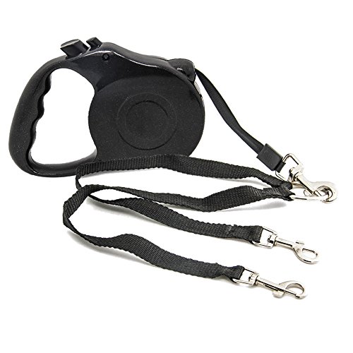 Einziehbare Hundeleine mit verstellbarem Doppel-Hundeleine Blei-Splitter-Coupler,5M Ausziehbarer Hund/Haustier-Leinen/Leine für kleine mittlere große Hunde bis zu 40 KG von Tinya Mall