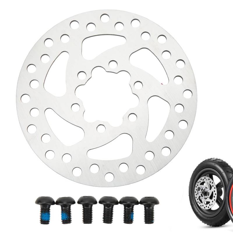 Tissting E-Scooter Bremsscheibe 120mm 6 Löcher Silber Edelstahl Elektroroller Bremsbeläge mit 6 Schrauben, Universell Rotorbremsbeläge Ersatz Zubehör für E Roller Scooter von Tissting