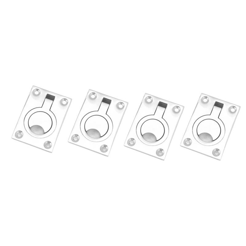 Flush Pull Ring Griffe, 4 Stück 63x44mm Boot Hatch Griff, 316 Edelstahl Square Hidden Recessed Hatch Locker Cabinet Handle, Boot Luke Verriegelung Kabinett Flush Lifting Ring Pull Handle von Tissting