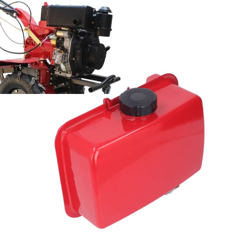 Kraftstofftank 5.5L Große Road Cutting Kraftstoffbehälter Baugruppe mit Ölschlauch, Red Iron Benzinöltank für 186F 188F 192F 195F Rasenmäher von Tissting