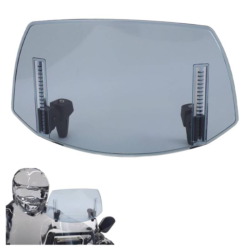 Motorrad Windabweiser Aufsatz, Verstellbare Clip-on Windschild Spoiler 29 x 22 cm ABS Motorrad Windschutzscheibe Erweiterung für MT07 MT09 MT10 R1 R3 FZ6 TMAX530 TMAX 500 (Blau) von Tissting
