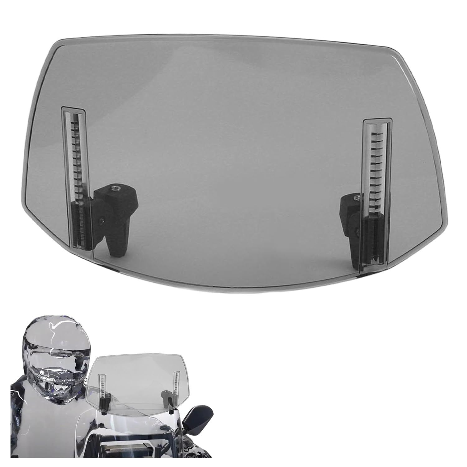 Motorrad Windabweiser Aufsatz, Verstellbare Clip-on Windschild Spoiler 29 x 22 cm ABS Motorrad Windschutzscheibe Erweiterung für MT07 MT09 MT10 R1 R3 FZ6 TMAX530 TMAX 500 (Grau) von Tissting