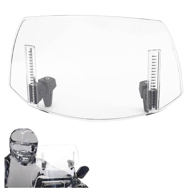 Motorrad Windabweiser Aufsatz, Verstellbare Clip-on Windschild Spoiler 29 x 22 cm ABS Motorrad Windschutzscheibe Erweiterung für MT07 MT09 MT10 R1 R3 FZ6 TMAX530 TMAX 500 (Weiss) von Tissting