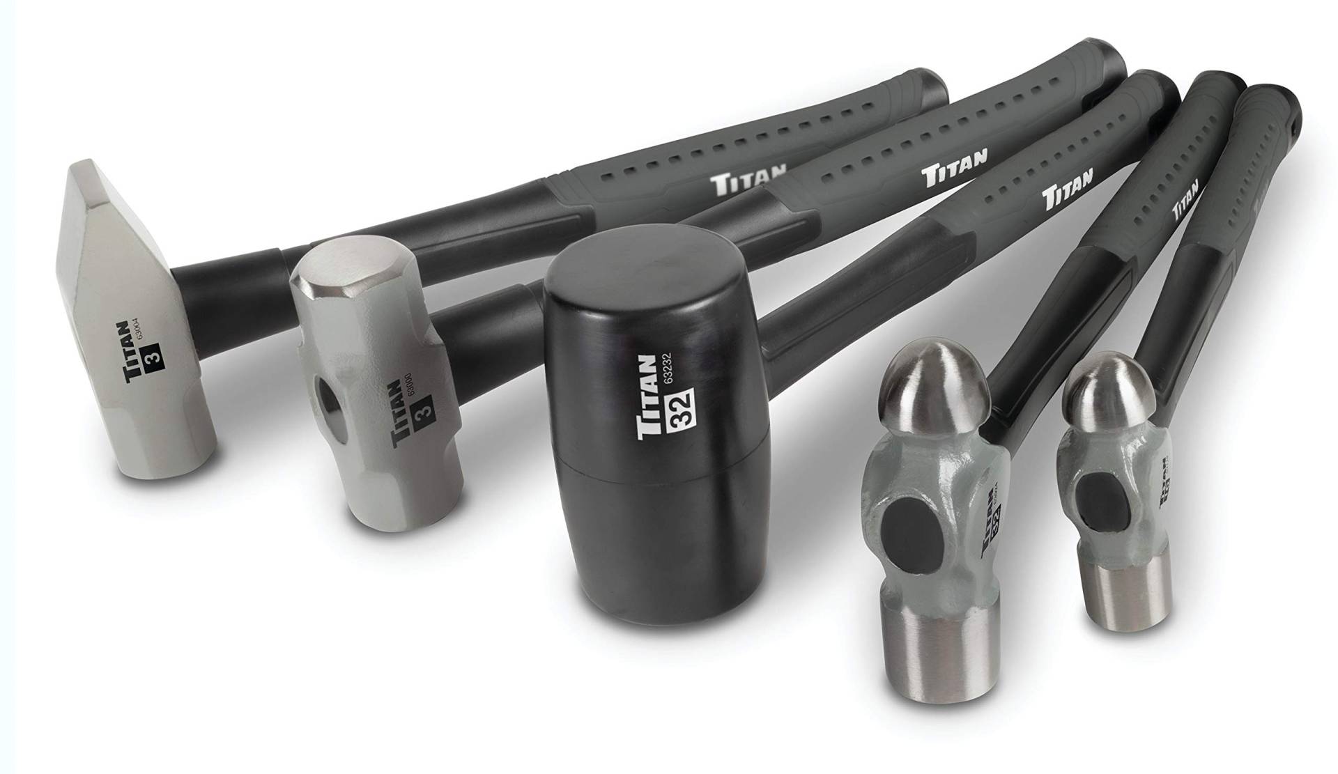 Titan 63125 5-teiliges Hammer-Set, 453,6 g & 907,2 g Kugelhammer, 907,2 g Gummihammer, 1,4 kg Vorschlaghammer und 1,4 kg Kreuzstifthammer Titan 63125 5-teiliges Hammer-Set, 453,6 g & 907,2 g Kugelhammer, 907,2 g Gummihammer, 1,4 kg Vorschlaghammer und 1,4 kg Kreuzstifthammer von Titan