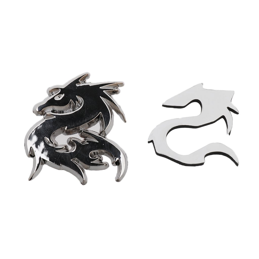 3D Autoaufkleber und Aufkleber Motorrad Metall Emblem Drache Silber von Tiuimk