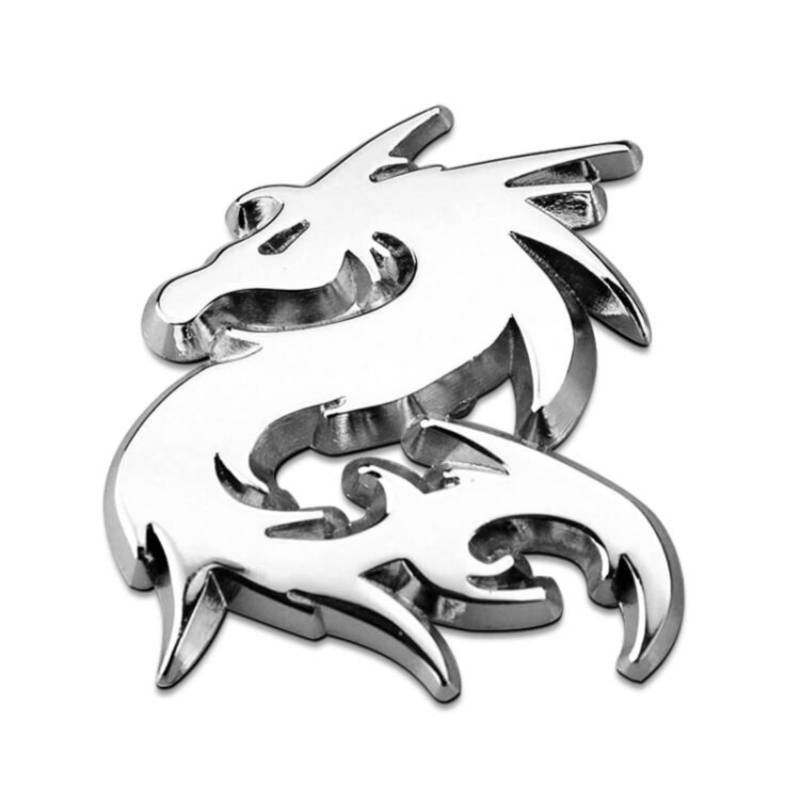 3D Autoaufkleber und Abziehbilder Motorrad Metall Emblem Drache Silber von Tiuimk