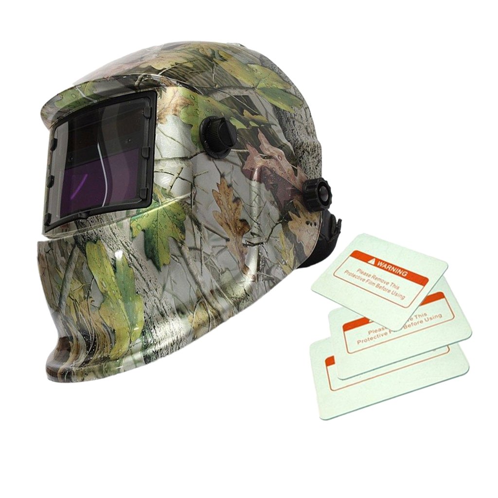 Tiuimk Solarbetriebener Schweißhelm mit automatischer Verdunkelung, Wald-Camouflage, High-Definition-Schutzfilter, vollautomatisches Ein-/Ausschalten von Tiuimk