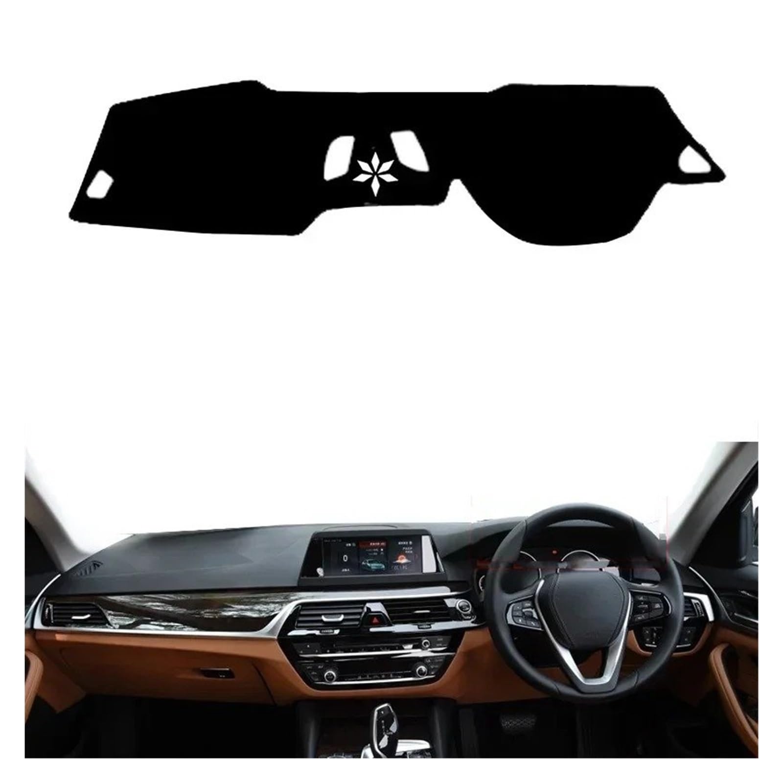 Armaturenbrett-Matte Für 5er G30 2017 2018 2019 2020 Auto-Armaturenbrett-Abdeckung Dash-Matte Teppich Cape LHD RHD Konsolenschutz Sonnenschutz Armaturenbrettmatte(Black RHD No HUD) von TjOta