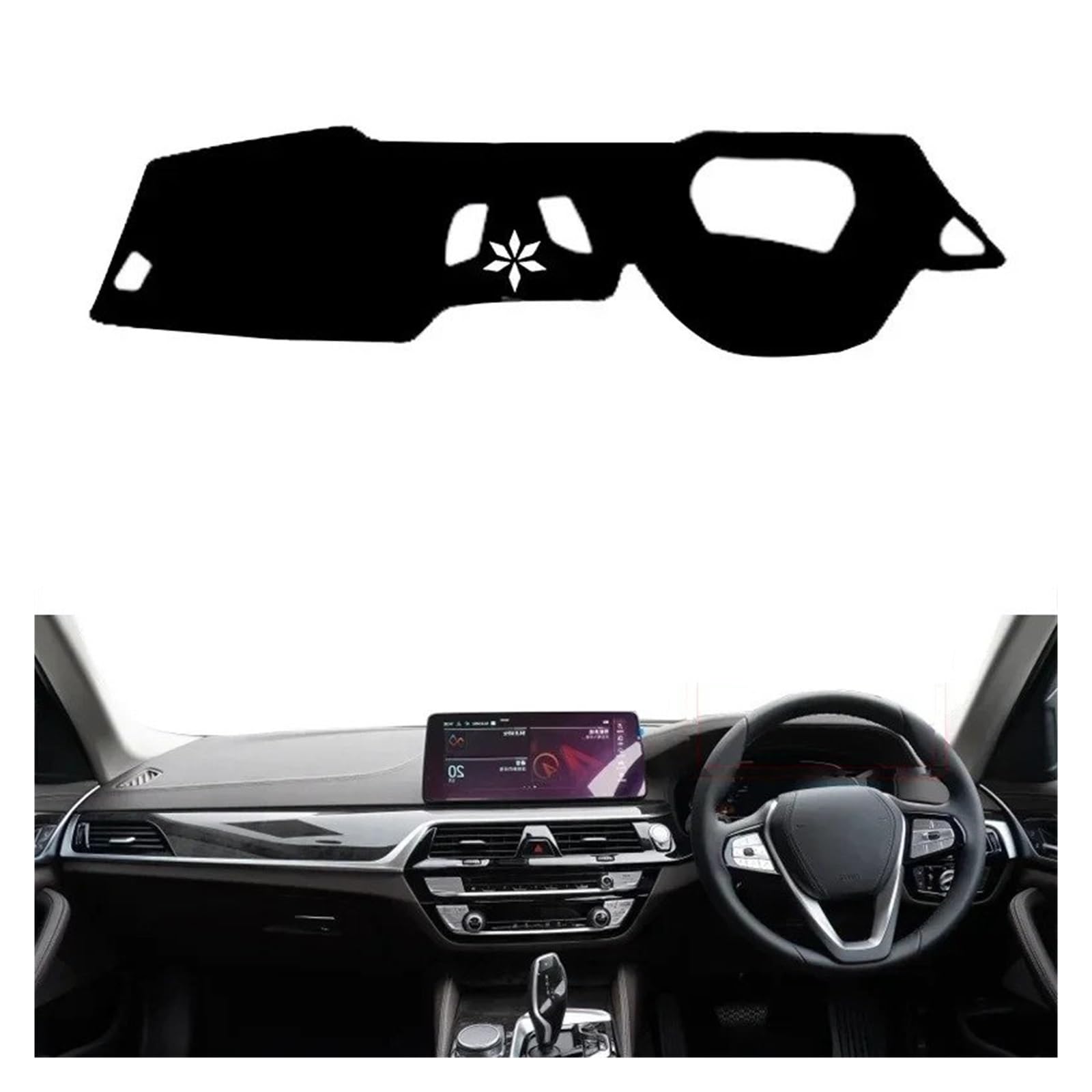 Armaturenbrett-Matte Für 5er G30 2017 2018 2019 2020 Auto-Armaturenbrett-Abdeckung Dash-Matte Teppich Cape LHD RHD Konsolenschutz Sonnenschutz Armaturenbrettmatte(Black RHD with HUD) von TjOta