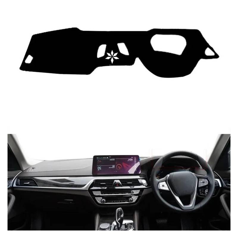Armaturenbrett-Matte Für 5er G30 2017 2018 2019 2020 Auto-Armaturenbrett-Abdeckung Dash-Matte Teppich Cape LHD RHD Konsolenschutz Sonnenschutz Armaturenbrettmatte(Black RHD with HUD) von TjOta