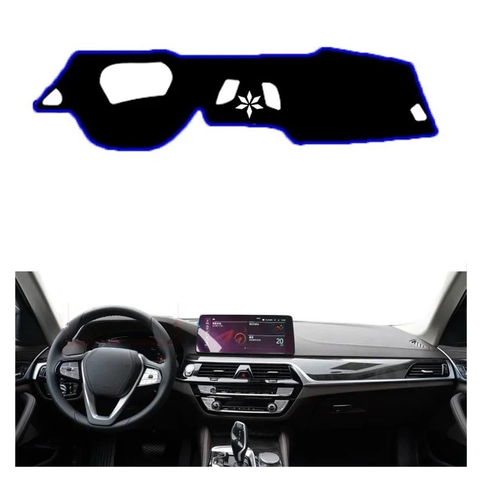 Armaturenbrett-Matte Für 5er G30 2017 2018 2019 2020 Auto-Armaturenbrett-Abdeckung Dash-Matte Teppich Cape LHD RHD Konsolenschutz Sonnenschutz Armaturenbrettmatte(Blue LHD with HUD) von TjOta