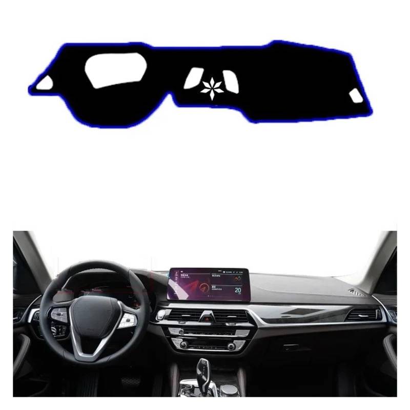 Armaturenbrett-Matte Für 5er G30 2017 2018 2019 2020 Auto-Armaturenbrett-Abdeckung Dash-Matte Teppich Cape LHD RHD Konsolenschutz Sonnenschutz Armaturenbrettmatte(Blue LHD with HUD) von TjOta