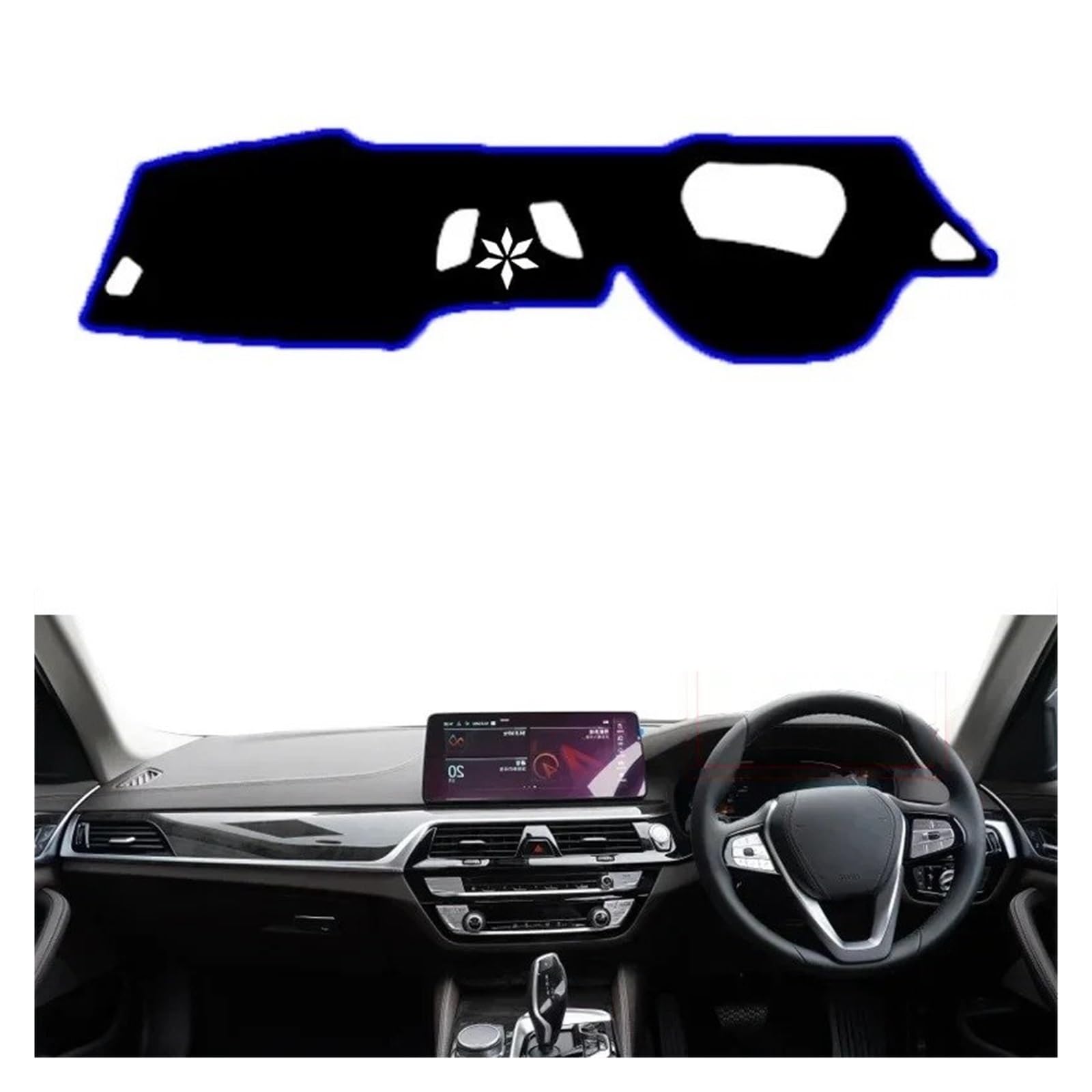 Armaturenbrett-Matte Für 5er G30 2017 2018 2019 2020 Auto-Armaturenbrett-Abdeckung Dash-Matte Teppich Cape LHD RHD Konsolenschutz Sonnenschutz Armaturenbrettmatte(Blue RHD with HUD) von TjOta