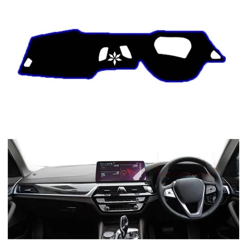 Armaturenbrett-Matte Für 5er G30 2017 2018 2019 2020 Auto-Armaturenbrett-Abdeckung Dash-Matte Teppich Cape LHD RHD Konsolenschutz Sonnenschutz Armaturenbrettmatte(Blue RHD with HUD) von TjOta