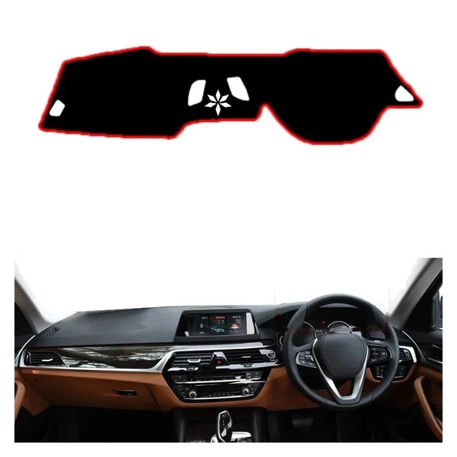 Armaturenbrett-Matte Für 5er G30 2017 2018 2019 2020 Auto-Armaturenbrett-Abdeckung Dash-Matte Teppich Cape LHD RHD Konsolenschutz Sonnenschutz Armaturenbrettmatte(Red RHD No HUD) von TjOta
