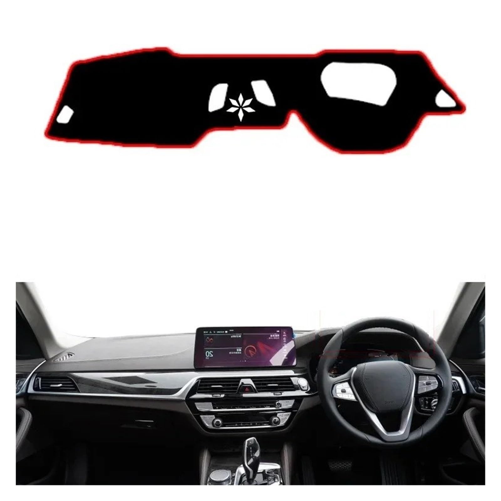 Armaturenbrett-Matte Für 5er G30 2017 2018 2019 2020 Auto-Armaturenbrett-Abdeckung Dash-Matte Teppich Cape LHD RHD Konsolenschutz Sonnenschutz Armaturenbrettmatte(Red RHD with HUD) von TjOta
