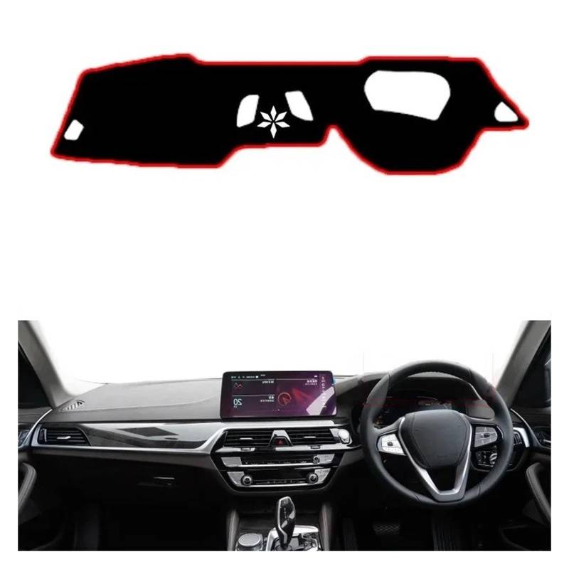 Armaturenbrett-Matte Für 5er G30 2017 2018 2019 2020 Auto-Armaturenbrett-Abdeckung Dash-Matte Teppich Cape LHD RHD Konsolenschutz Sonnenschutz Armaturenbrettmatte(Red RHD with HUD) von TjOta