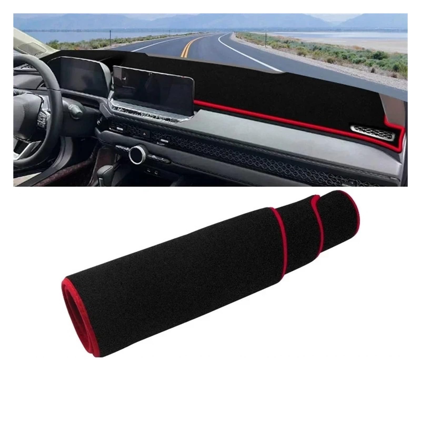 Armaturenbrett-Matte Für Accord 11th 2023 2024 Auto Dashboard Abdeckung Dash Matte Sonnenschutz Instrument Panel Nicht-Slip Pad Zubehör Armaturenbrettmatte(A Red Side) von TjOta