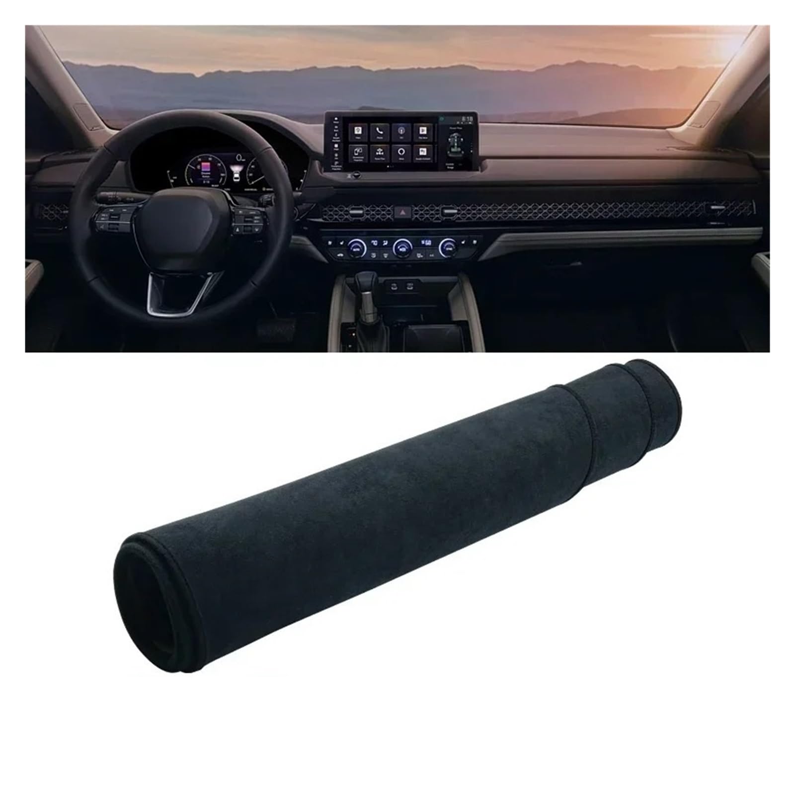 Armaturenbrett-Matte Für Accord 11th 2023 2024 Auto Dashboard Abdeckung Dash Matte Sonnenschutz Instrument Panel Nicht-Slip Pad Zubehör Armaturenbrettmatte(B Black) von TjOta