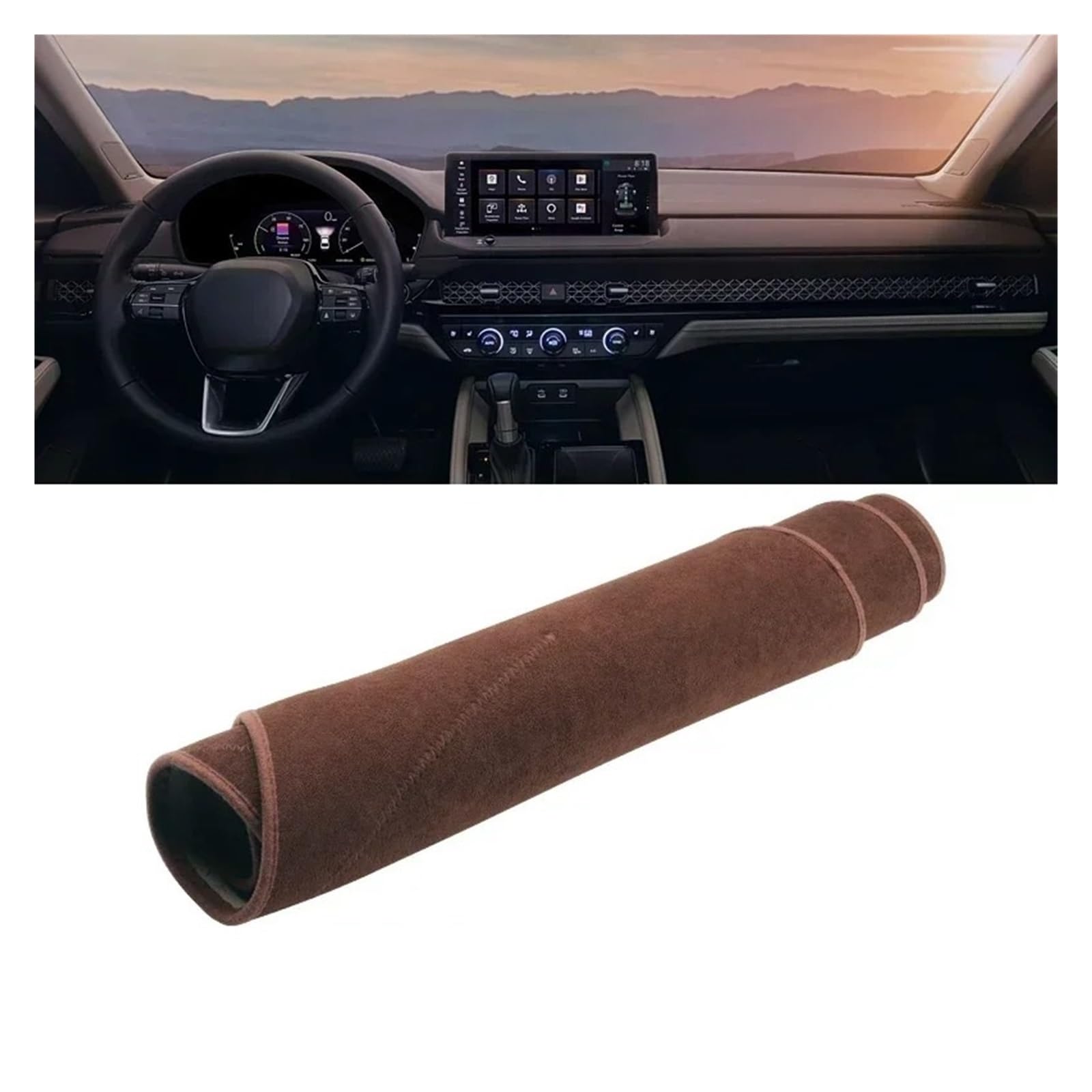 Armaturenbrett-Matte Für Accord 11th 2023 2024 Auto Dashboard Abdeckung Dash Matte Sonnenschutz Instrument Panel Nicht-Slip Pad Zubehör Armaturenbrettmatte(B Brown) von TjOta