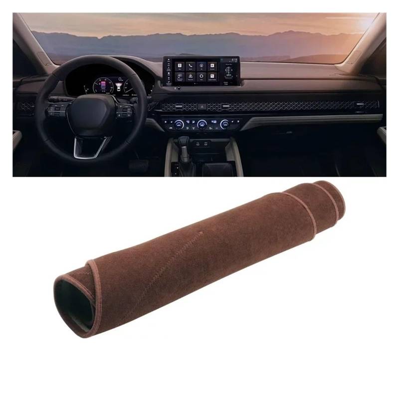Armaturenbrett-Matte Für Accord 11th 2023 2024 Auto Dashboard Abdeckung Dash Matte Sonnenschutz Instrument Panel Nicht-Slip Pad Zubehör Armaturenbrettmatte(B Brown) von TjOta