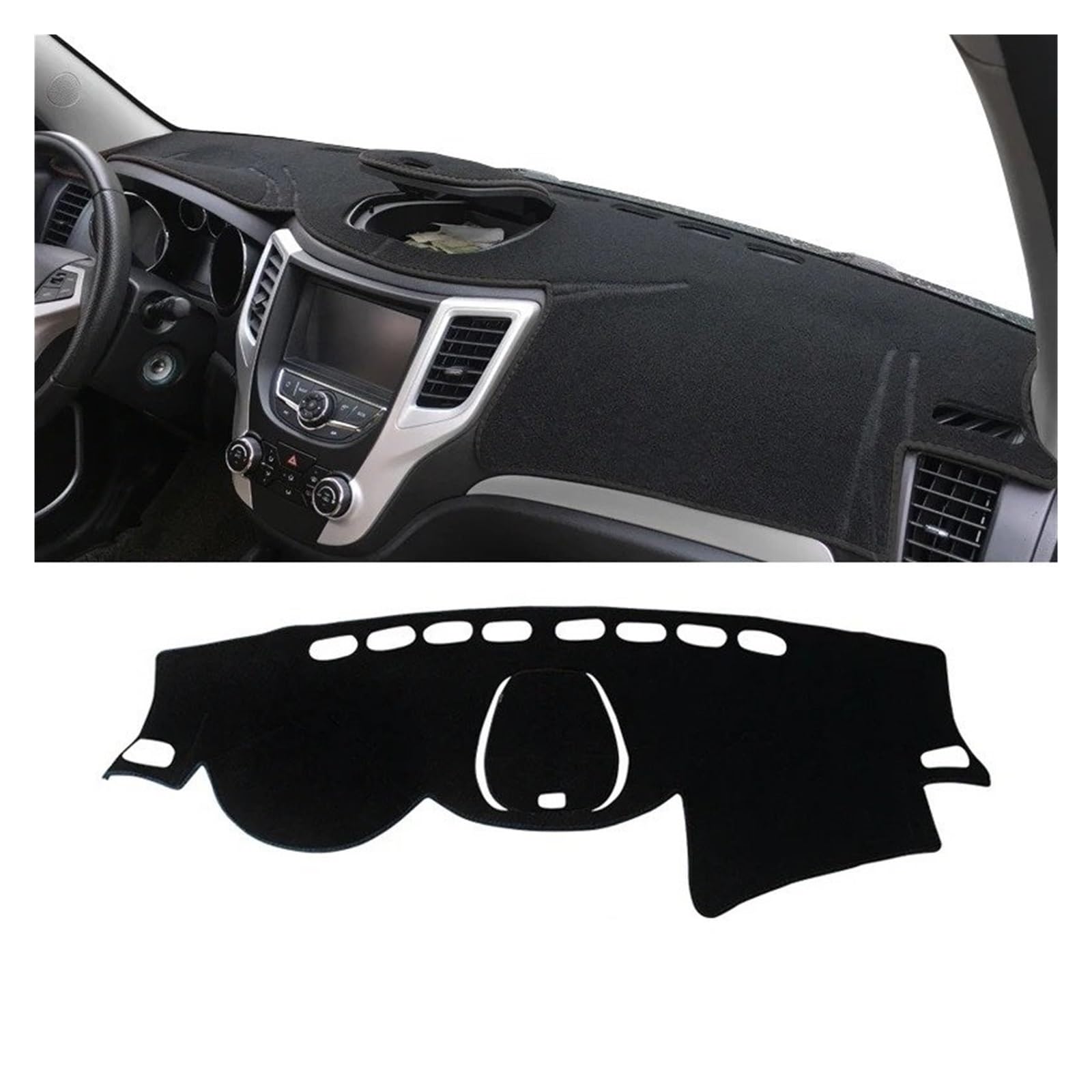 Armaturenbrett-Matte Für Changan CS35 2012 2013 2014 2015 2016 LHD Armaturenbrett Abdeckung Vermeiden Sie Licht Pad Sonnenschutz Anti-UV Teppiche rutschfeste Matte Armaturenbrettmatte(Black Side) von TjOta