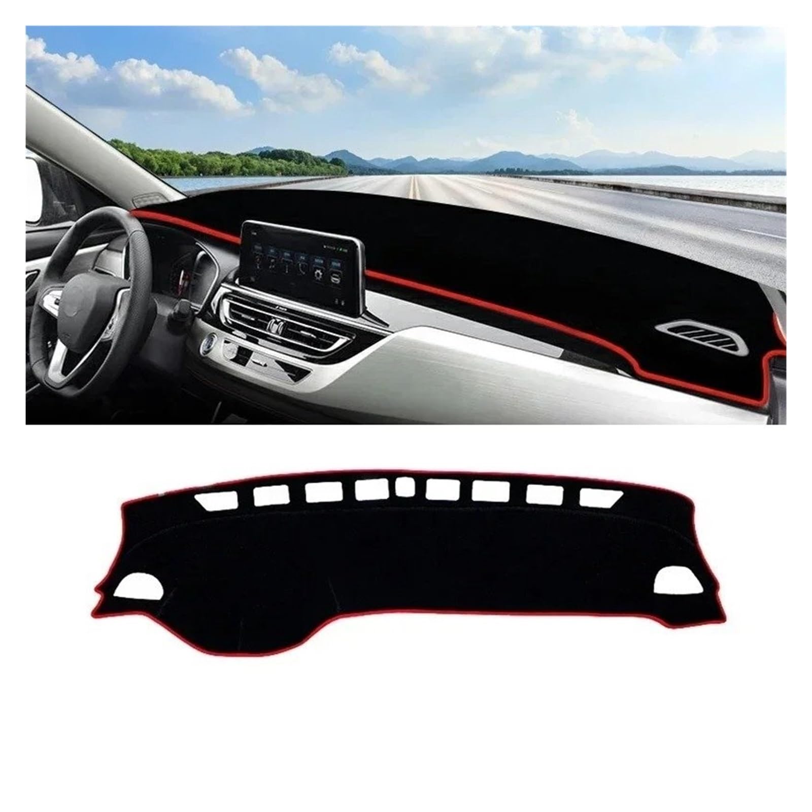 Armaturenbrett-Matte Für Changan CS75 2018 2019 2020 2021 2022 2023 2024 Auto Dashboard Abdeckung Dash Matte Sonnenschutz Nicht-Slip Pad Zubehör Armaturenbrettmatte(A Red Side) von TjOta