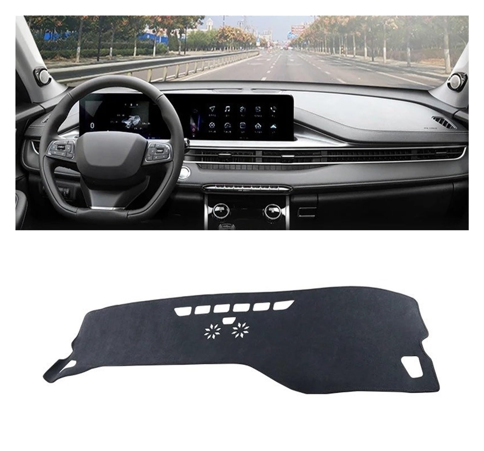 Armaturenbrett-Matte Für Chery Für Tiggo 7 Für Pro Für Max 2021-2023 LHD Auto Dashboard Abdeckung Sonnenschutz Vermeiden Licht Matte Pad Instrument Panel Teppiche Armaturenbrettmatte(B Black) von TjOta