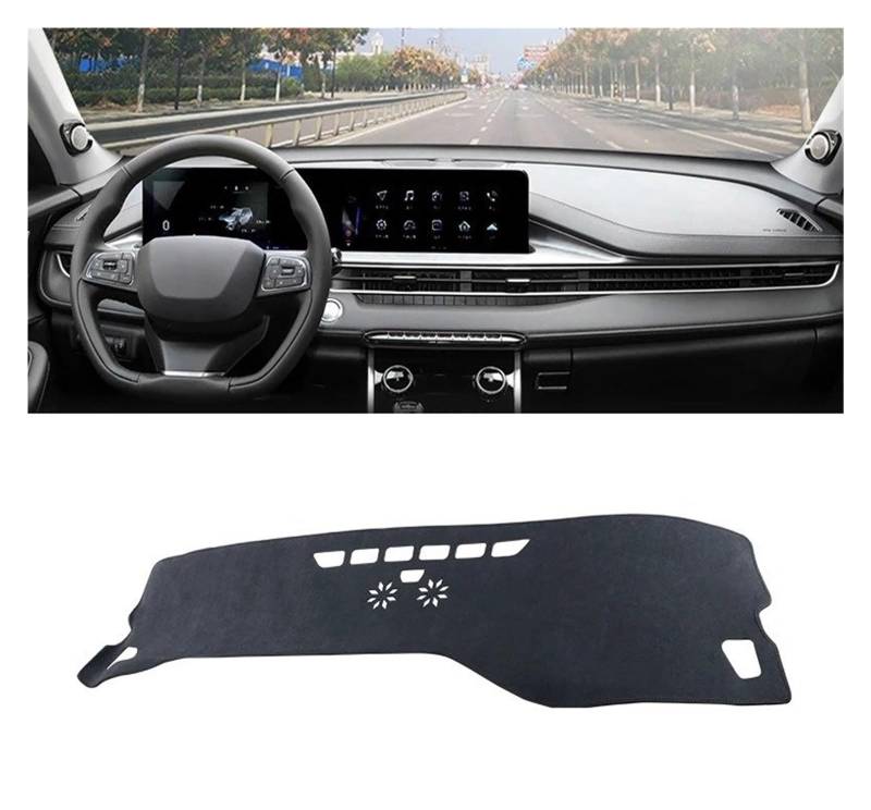 Armaturenbrett-Matte Für Chery Für Tiggo 7 Für Pro Für Max 2021-2023 LHD Auto Dashboard Abdeckung Sonnenschutz Vermeiden Licht Matte Pad Instrument Panel Teppiche Armaturenbrettmatte(B Black) von TjOta