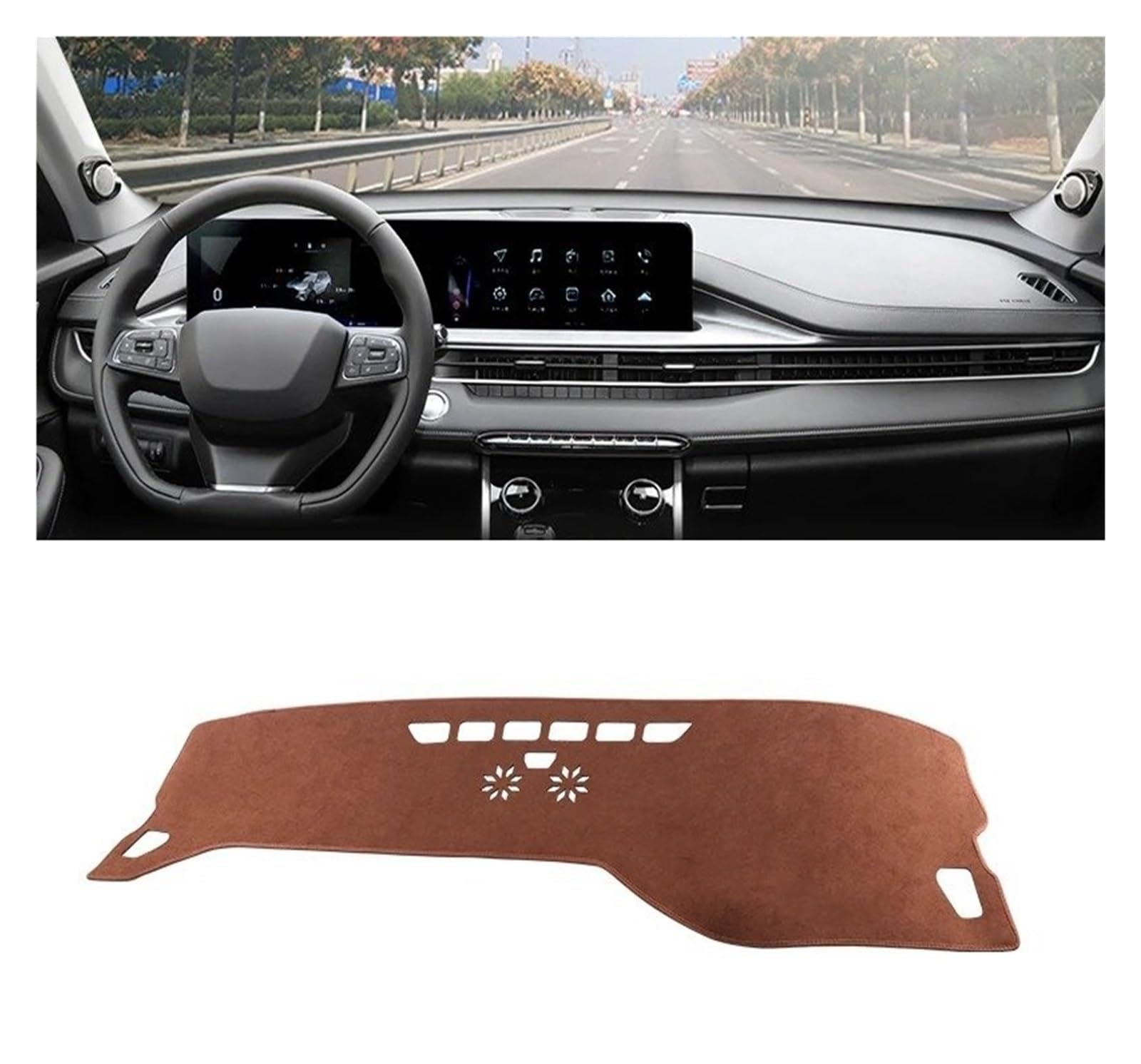 Armaturenbrett-Matte Für Chery Für Tiggo 7 Für Pro Für Max 2021-2023 LHD Auto Dashboard Abdeckung Sonnenschutz Vermeiden Licht Matte Pad Instrument Panel Teppiche Armaturenbrettmatte(B Brown) von TjOta
