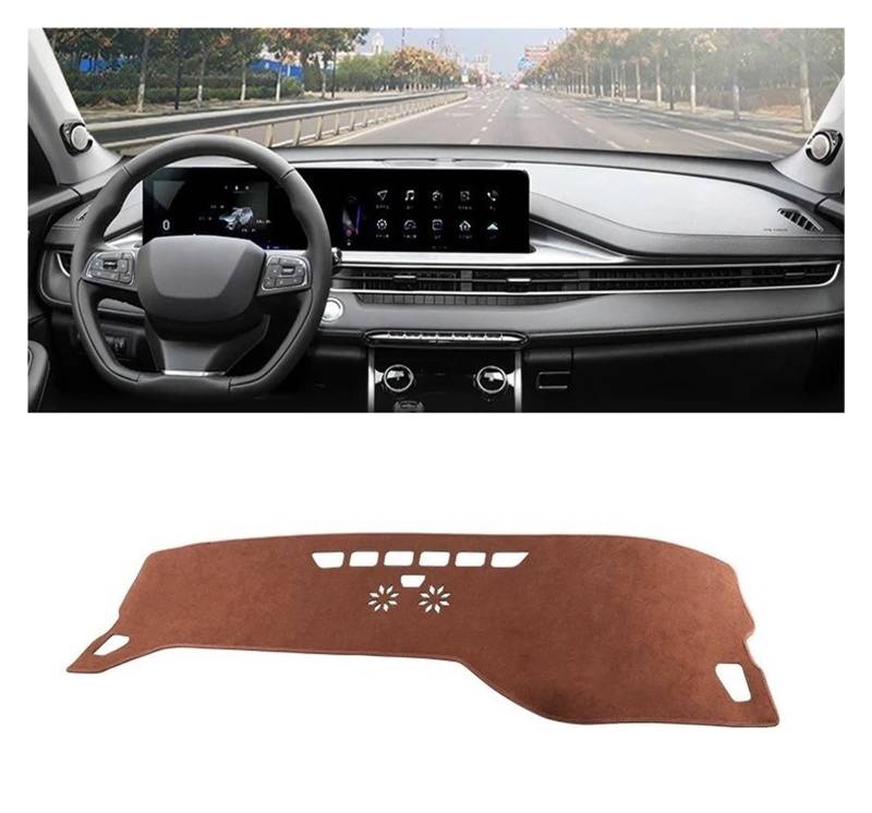 Armaturenbrett-Matte Für Chery Für Tiggo 7 Für Pro Für Max 2021-2023 LHD Auto Dashboard Abdeckung Sonnenschutz Vermeiden Licht Matte Pad Instrument Panel Teppiche Armaturenbrettmatte(B Brown) von TjOta
