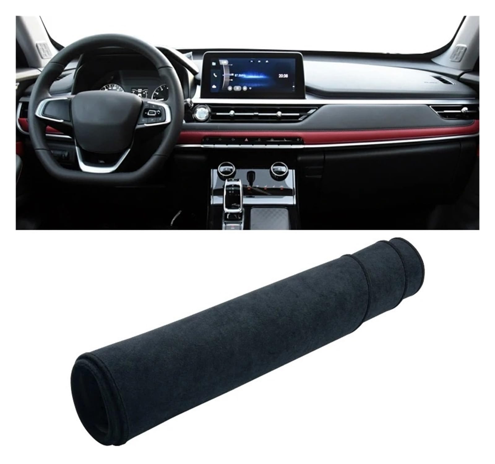 Armaturenbrett-Matte Für Chery Für Tiggo 7 Pro 2020-2023 LHD Auto Dashboard Abdeckung Vermeiden Licht Pad Sonnenschutz Anti-Uv Teppiche rutschfeste Matte Zubehör Armaturenbrettmatte(B Black) von TjOta