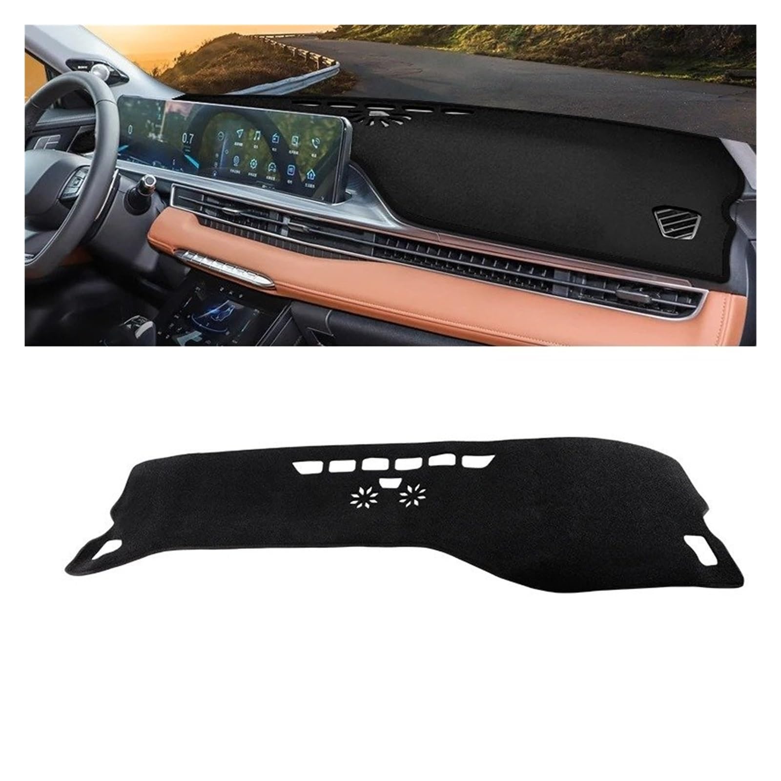 Armaturenbrett-Matte Für Chery Für Tiggo 8 Pro Max 2021 2022 2023 Für Hybrid Auto Dashboard Abdeckung Vermeiden Licht Pad Sonnenschutz Anti-Uv Teppiche Matte Armaturenbrettmatte(A Black Side) von TjOta