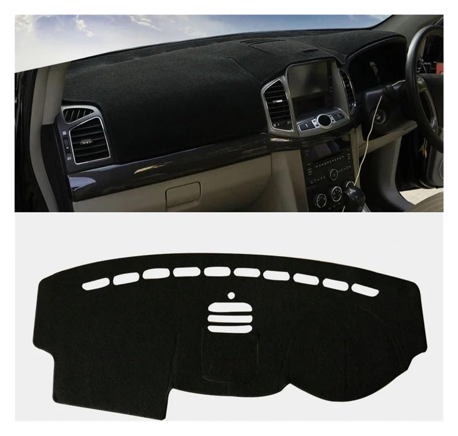 Armaturenbrett-Matte Für Chevrolet Für Captiva 2006-2019 Auto Dashboard Vermeiden Licht Pad Instrument Plattform Schreibtisch Abdeckung Matte Teppiche Trim Armaturenbrettmatte(RHD Black Side) von TjOta