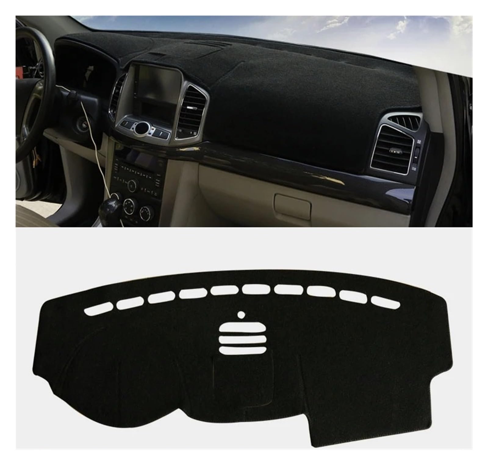 Armaturenbrett-Matte Für Chevrolet Für Captiva C100 C140 2006-2019 Auto Dashboard Abdeckung Matte Sonnenschutz Pad Instrument Panel Teppiche Zubehör Armaturenbrettmatte(LHD Black Side) von TjOta