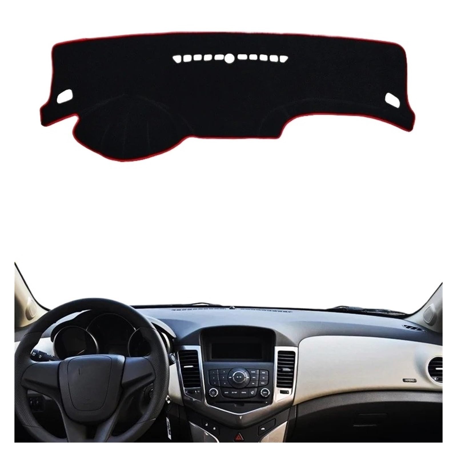 Armaturenbrett-Matte Für Chevrolet Für Cruze 2009-2015 Auto Dashboard Abdeckung Dash Matte Sonnenschutz Pad Instrument Panel Teppiche Zubehör Armaturenbrettmatte(LHD Red Side) von TjOta