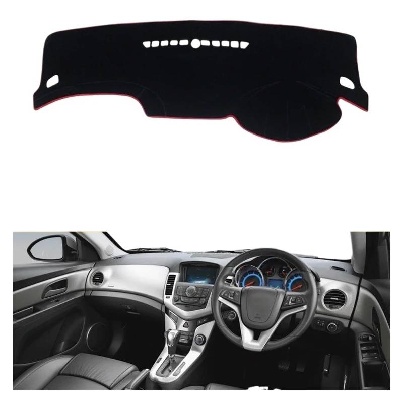 Armaturenbrett-Matte Für Chevrolet Für Cruze 2009-2015 Auto Dashboard Abdeckung Dash Matte Sonnenschutz Pad Instrument Panel Teppiche Zubehör Armaturenbrettmatte(RHD Red Side) von TjOta