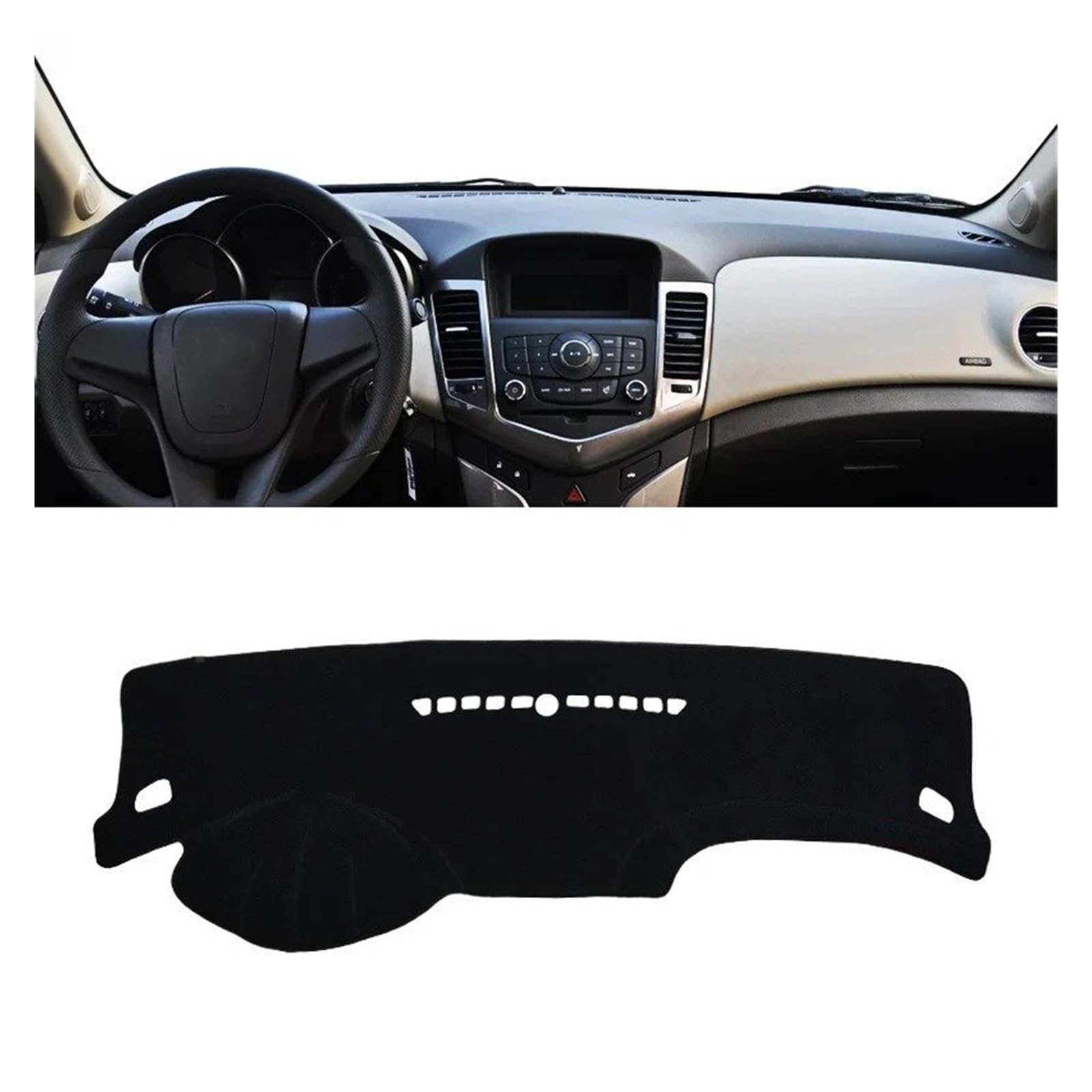 Armaturenbrett-Matte Für Chevrolet Für Cruze J300 J400 2009-2015 Auto Dashboard Vermeiden Licht Pad Instrument Abdeckung Matten Zubehör Armaturenbrettmatte(LHD Black Side) von TjOta