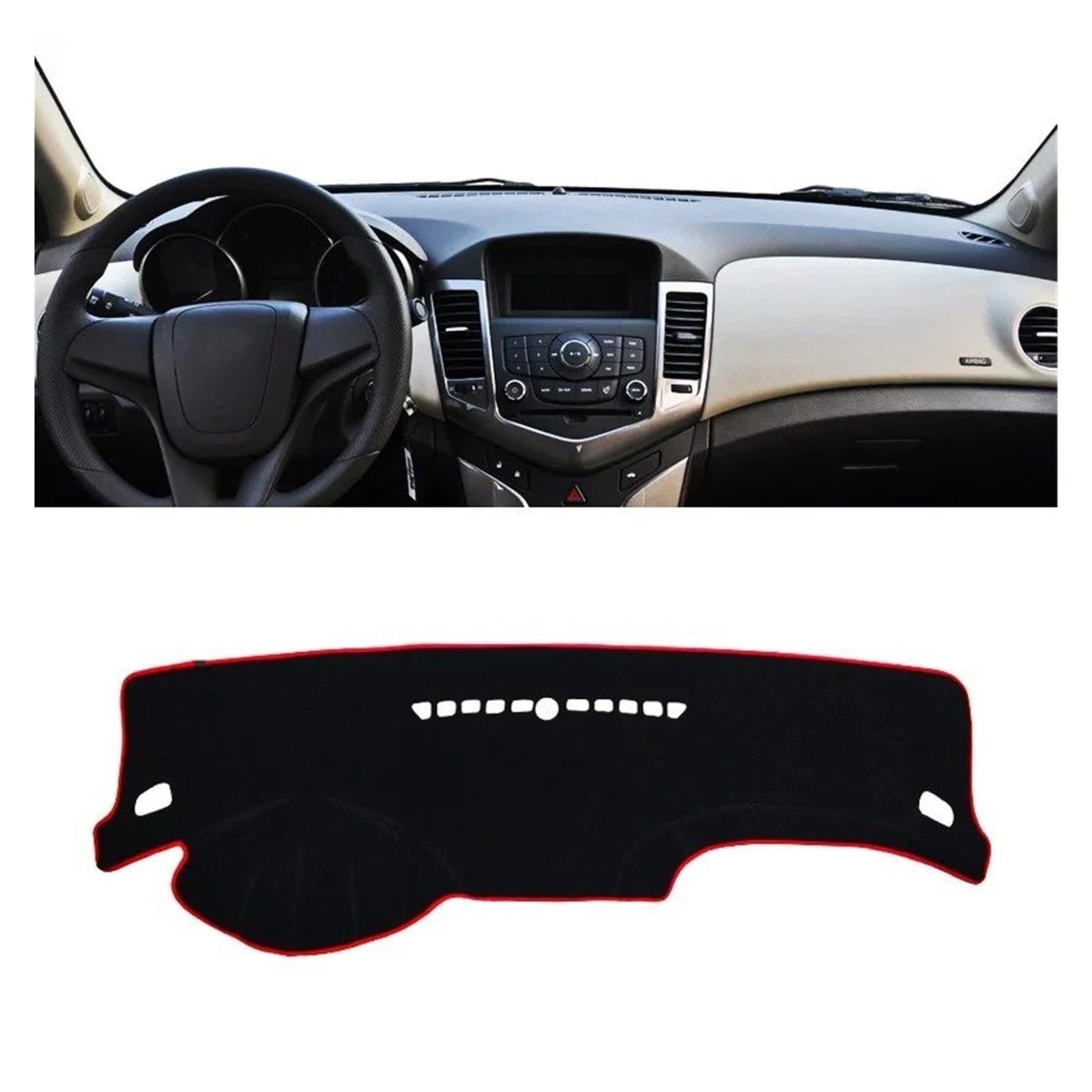 Armaturenbrett-Matte Für Chevrolet Für Cruze J300 J400 2009-2015 Auto Dashboard Vermeiden Licht Pad Instrument Abdeckung Matten Zubehör Armaturenbrettmatte(LHD Red Side) von TjOta