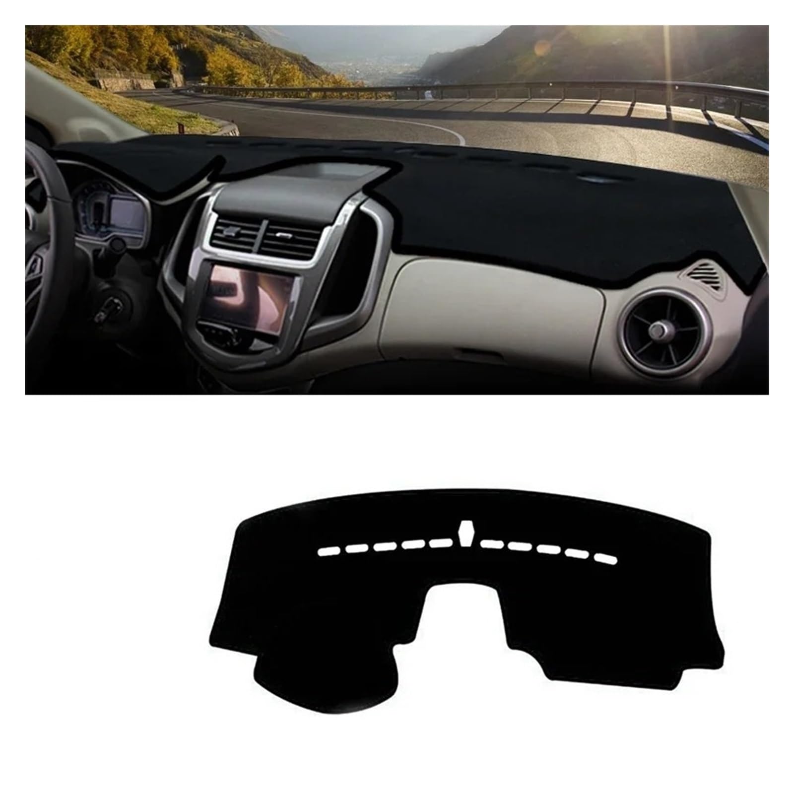 Armaturenbrett-Matte Für Chevrolet Für Sonic 2016 2017 2018 2019 2020 Auto Dashboard Vermeiden Licht Abdeckung Anti-Uv Nicht-Slip Matte Instrument Teppiche Armaturenbrettmatte(A Black Side LHD) von TjOta
