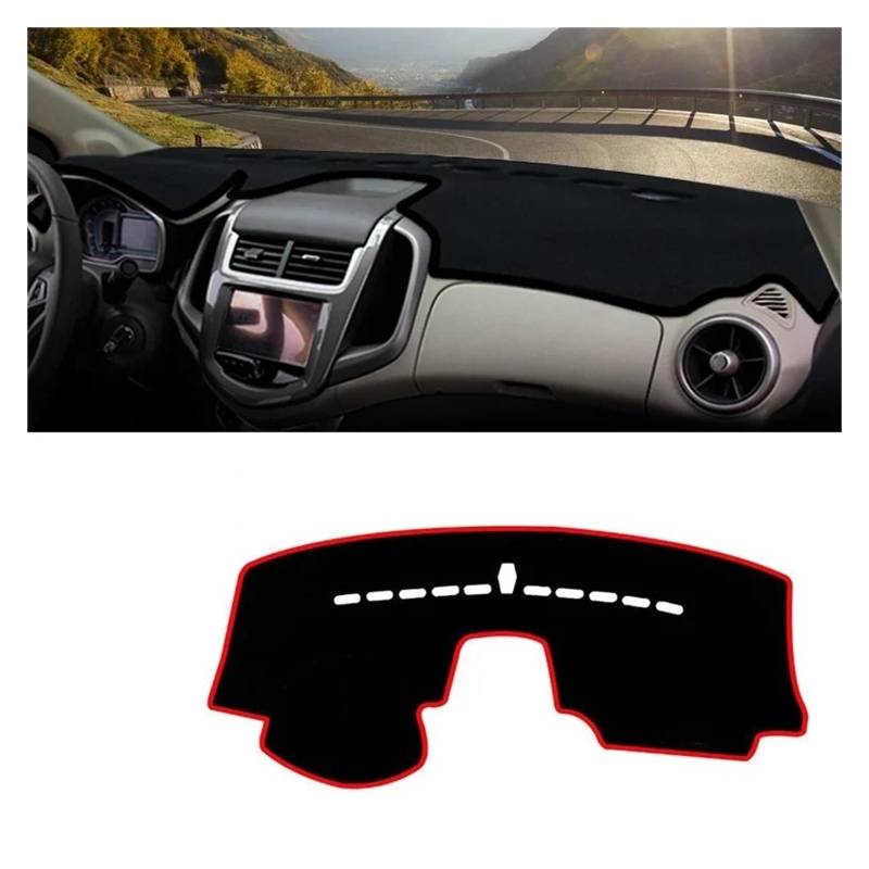 Armaturenbrett-Matte Für Chevrolet Für Sonic 2016 2017 2018 2019 2020 Auto Dashboard Vermeiden Licht Abdeckung Anti-Uv Nicht-Slip Matte Instrument Teppiche Armaturenbrettmatte(A Red Side LHD) von TjOta