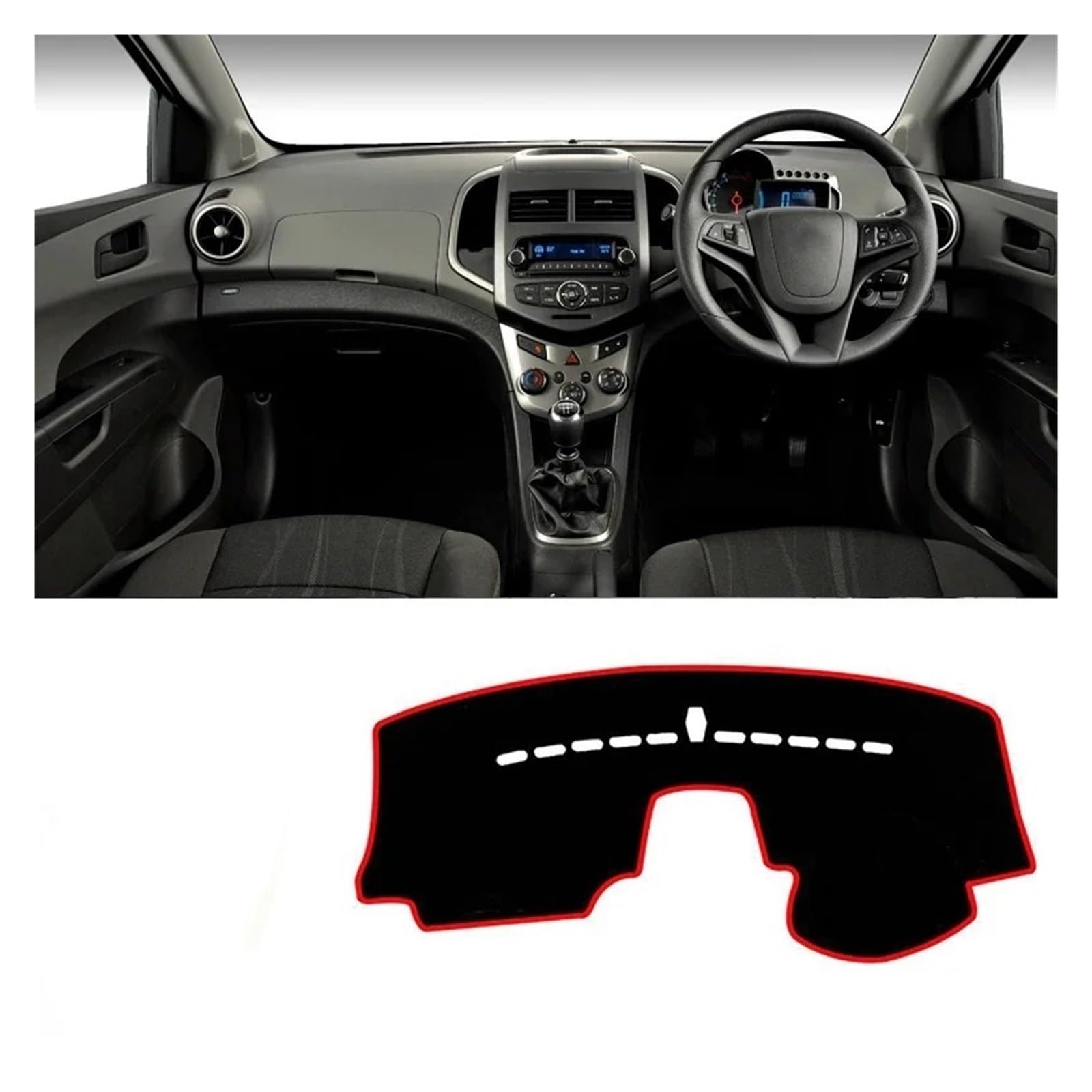 Armaturenbrett-Matte Für Chevrolet Für Sonic 2016 2017 2018 2019 2020 Auto Dashboard Vermeiden Licht Abdeckung Anti-Uv Nicht-Slip Matte Instrument Teppiche Armaturenbrettmatte(A Red Side RHD) von TjOta