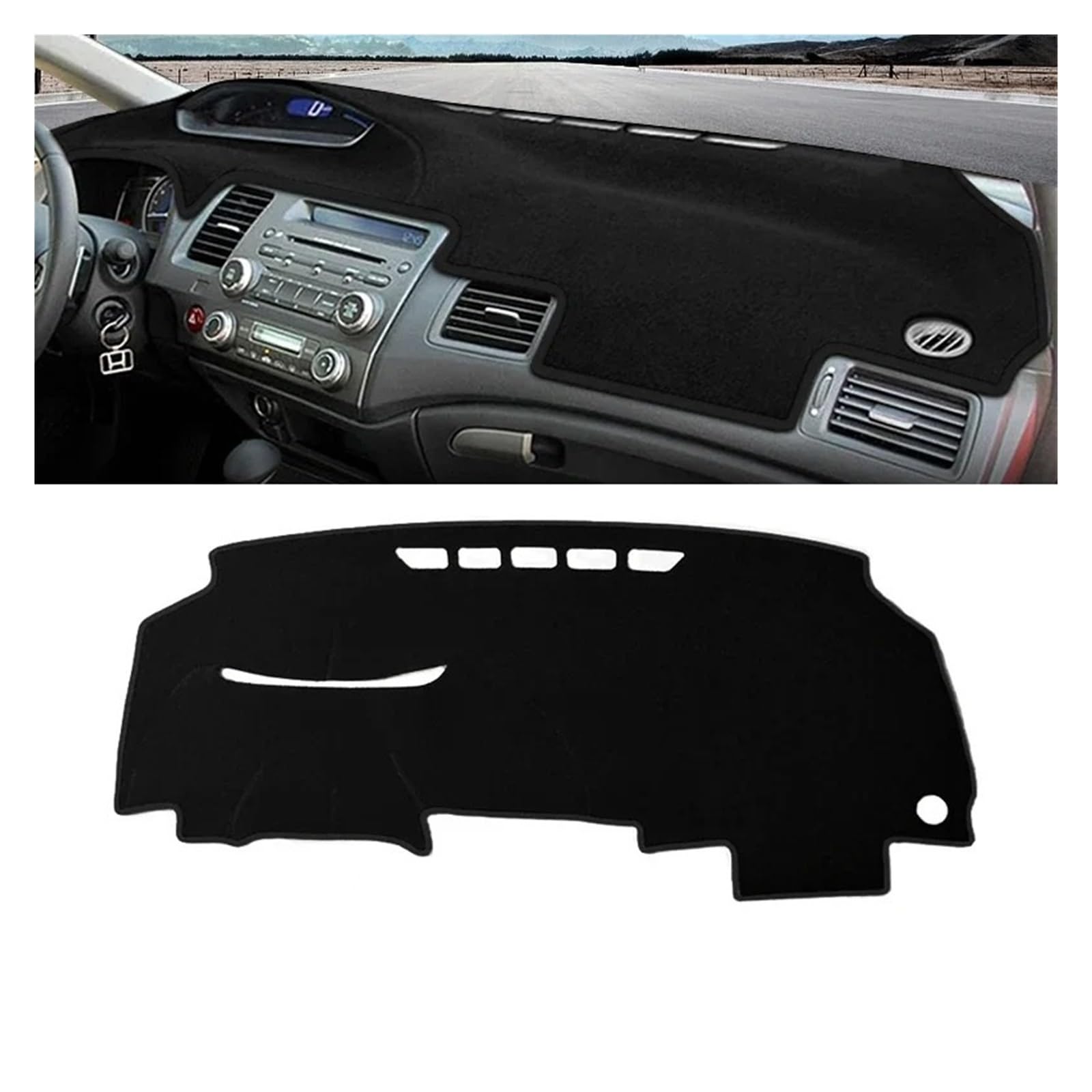 Armaturenbrett-Matte Für Civic 8th 2006 2007 2008 2009 2010 2011 Auto Dashboard Abdeckung Instrument Schreibtisch Sonnenschutz Matte Non-Slip Pad Zubehör Armaturenbrettmatte(A Black Side) von TjOta