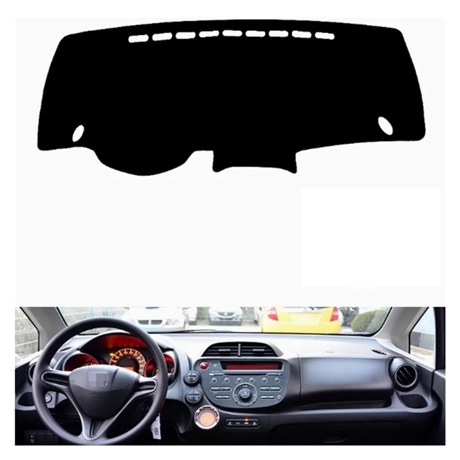 Armaturenbrett-Matte Für Fit Für Jazz 2009 2010 2011 2012 2013 Auto Dashboard Abdeckung Matte Pad Dashmat Sonnenblende Dash Board Kissen Teppich Armaturenbrettmatte(Black Left Hand Drive) von TjOta